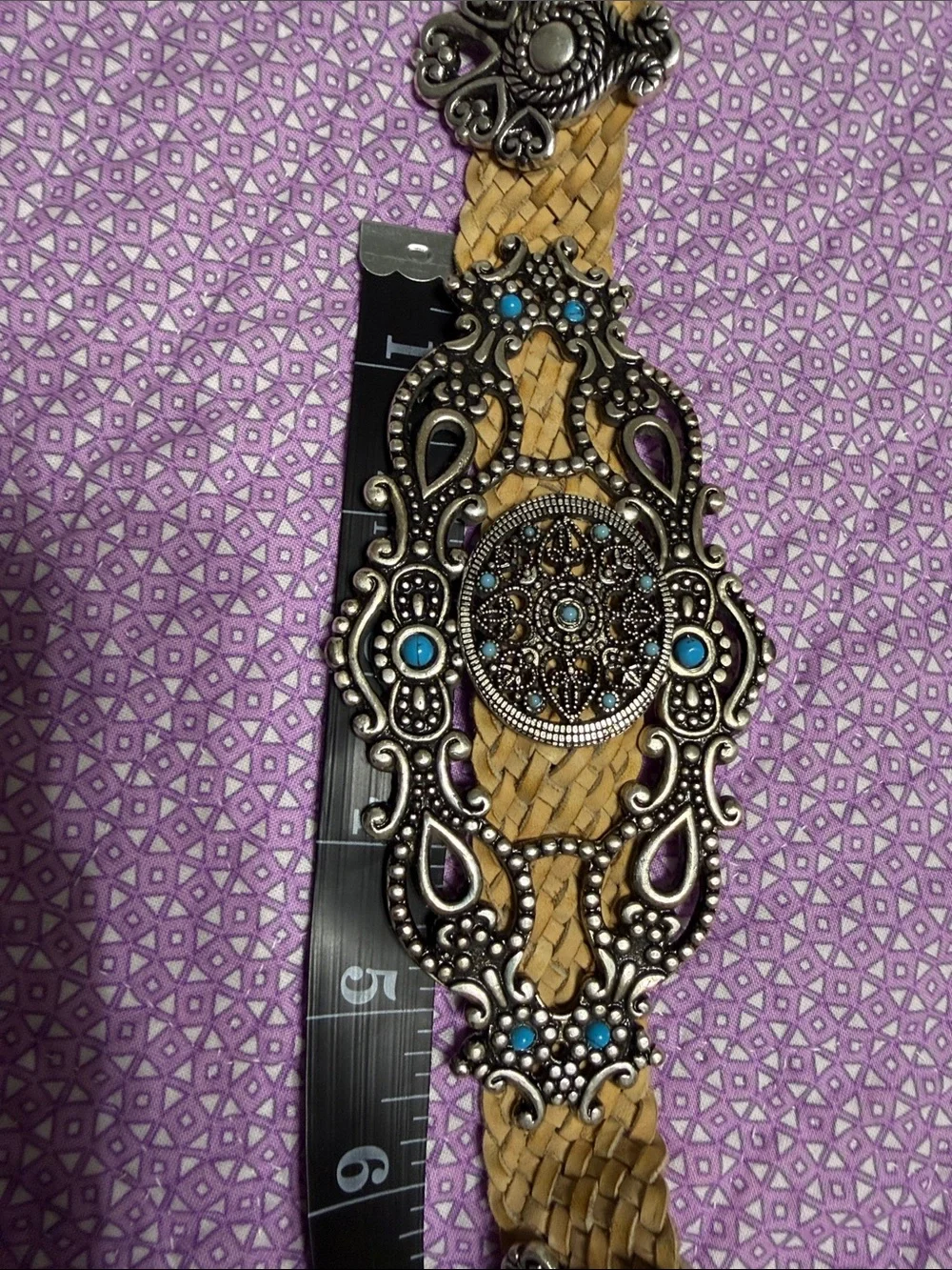Vintage Genuine Leather Branded Concho Belt Boho Western Festival Hip Chain 40.”